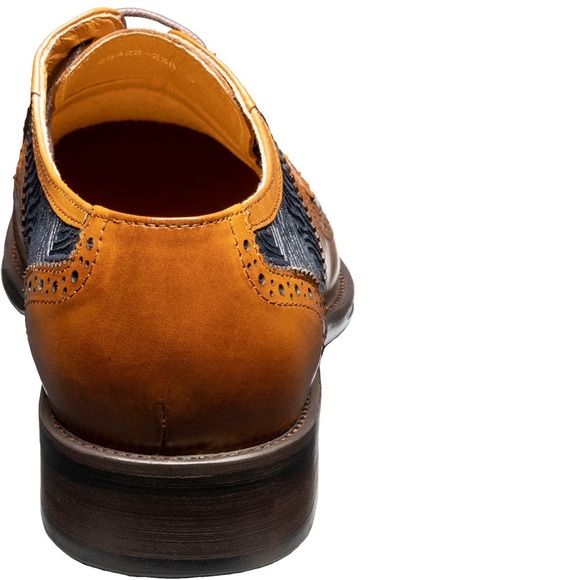 NWT Stacy Adams Hollis Wingtip Derby navy zebra and cognac - size 12 - sold out! - Picture 3 of 8